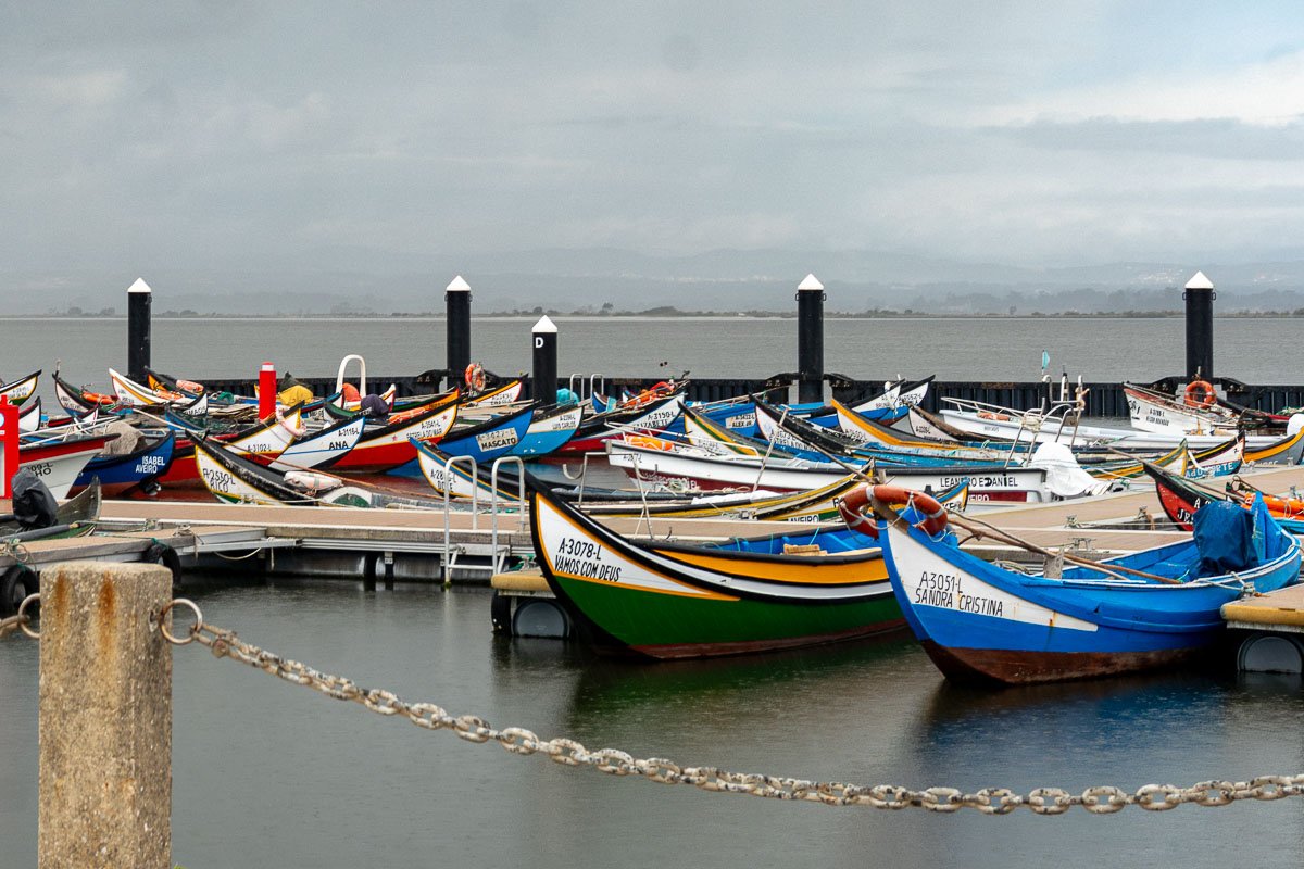 Found_1 The moliceiros at the dock, painted prows facing the same direction. Aveiro keeping its traditions afloat.